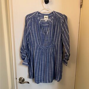 Luke Essentials Blue and White Striped Tunic Blouse